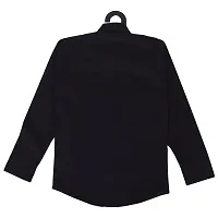 RED FOGG Kid's Pure Cotton Shirt Casual Round Neck Spread Collar Solid Color Shirt for Boys Full Sleeve - 1 Piece Black-thumb3