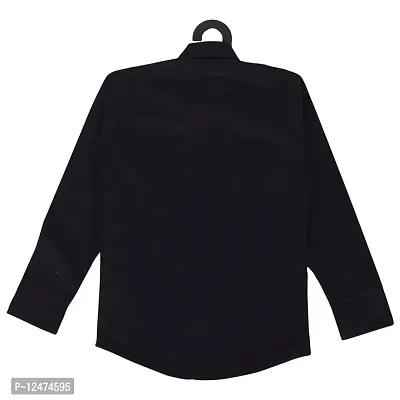 RED FOGG Kid's Pure Cotton Shirt Casual Round Neck Spread Collar Solid Color Shirt for Boys Full Sleeve - 1 Piece Black-thumb4