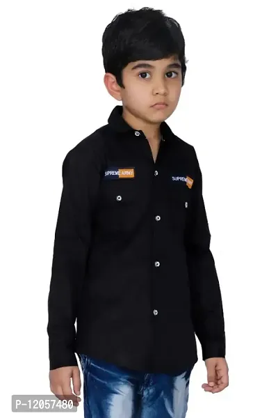 Kids Casual Shirt Full Sleeve For Boys Pack Of 1 (Black)