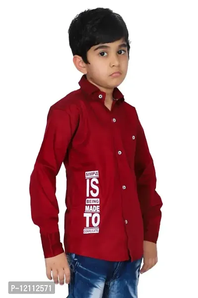 Kids Casual Printed Full Sleeve Shirt  For Boys Pack Of 1 (Maroon)