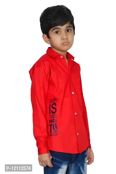 Kids Casual Printed Full Sleeve Shirt  For Boys Pack Of 1 (Red)