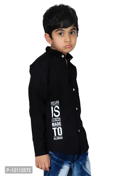 Kids Casual Printed Full Sleeve Shirt  For Boys Pack Of 1 (Black)
