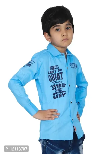 Kids Casual Printed Full Sleeve Shirts For Boys Pack of 1 (Sky Blue)