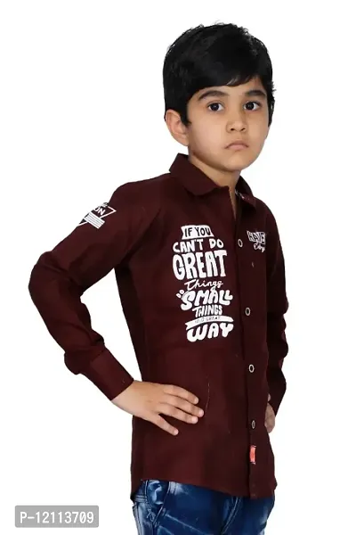 Kids Casual Printed Full Sleeve Shirts For Boys Pack of 1 (Maroon)