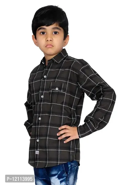 Kids Casual Shirt Full Sleeve Checkered/Checks Shirts For Boys Pack of 1 (Green)-thumb0