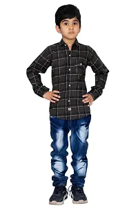 Kids Casual Shirt Full Sleeve Checkered/Checks Shirts For Boys Pack of 1 (Green)-thumb1