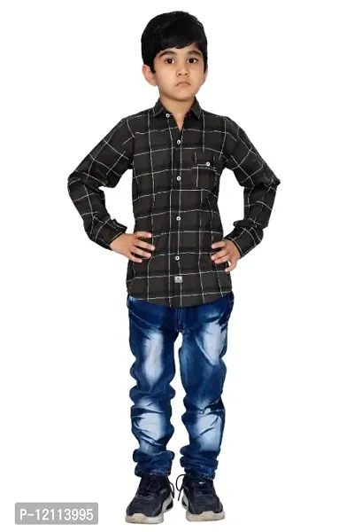 Kids Casual Shirt Full Sleeve Checkered/Checks Shirts For Boys Pack of 1 (Green)-thumb2