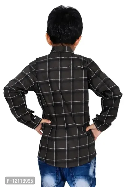 Kids Casual Shirt Full Sleeve Checkered/Checks Shirts For Boys Pack of 1 (Green)-thumb3
