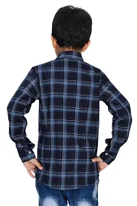 Kids Casual Shirt Full Sleeve Checkered/Checks Shirts For Boys Pack of 1 (Blue)-thumb2