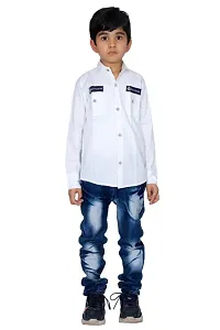 Kids Casual Shirt Full Sleeve For Boys Pack Of 1 (White)-thumb1