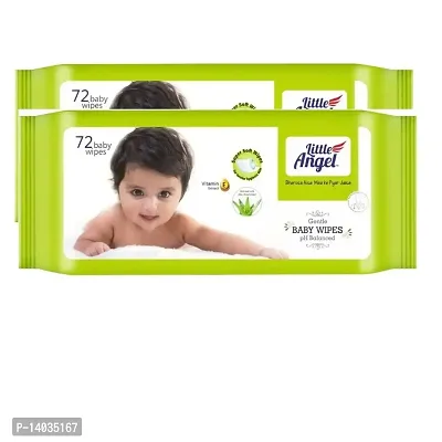 Little Angel Super Soft Cleansing Baby Wipes, 432 Count, Enriched with Aloe vera  Vitamin E, pH Balanced, Dermatologically Tested  Alcohol-free, Pack of 2, 72 count/pack-thumb0
