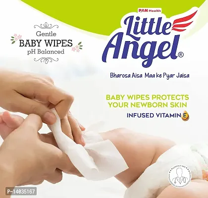 Little Angel Super Soft Cleansing Baby Wipes, 432 Count, Enriched with Aloe vera  Vitamin E, pH Balanced, Dermatologically Tested  Alcohol-free, Pack of 2, 72 count/pack-thumb3