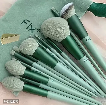 Professional Fix+ Plus 13pcs Makeup Brush Set Makeup Brushes Foundation Powder Eyeshadow Eyebrow Brush Set Celebrity Cosmetic Tool Brush with Green Bag Synthetic Kabuki Compatible Tool Kit Brand: Sh.H-thumb0