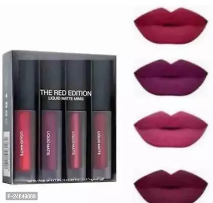 Combo Of Red Shade matte Longlasting Liquid Lipstick Smudgeproof  Waterproof (Pack of 2)-thumb0