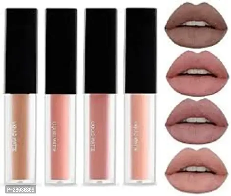 Mini Lipsticks Combo Pack of 4 Liquid Matte Lipstick Set, Nude Edition-thumb0