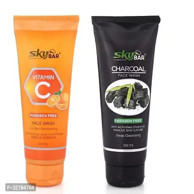 Skybar Charcoal Tube Face Wash With Vitamin C Tube Face wash 100ml Each