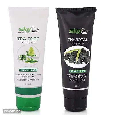 Skybar Charcoal Tube Face Wash With Tea Tree Tube Face wash 100ml Each