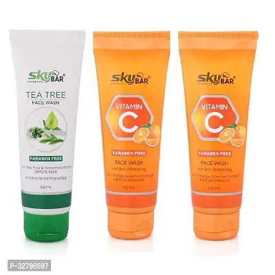 Skybar 2 Piece Vitamin C Tube Face Wash With Tea Tree Tube Face wash 100ml Each-thumb0