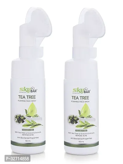 Skybar 2 Piece Tea Tree Foaming Face Wash With Built in Brush for Deep Cleansing  Face Wash (2*150ml)