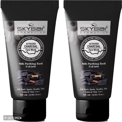 SKYBAR ACTIVE CHARCOAL FACEWASH FOR ANTI DARK SPOTS  HEALTHY SKIN 2*60ml