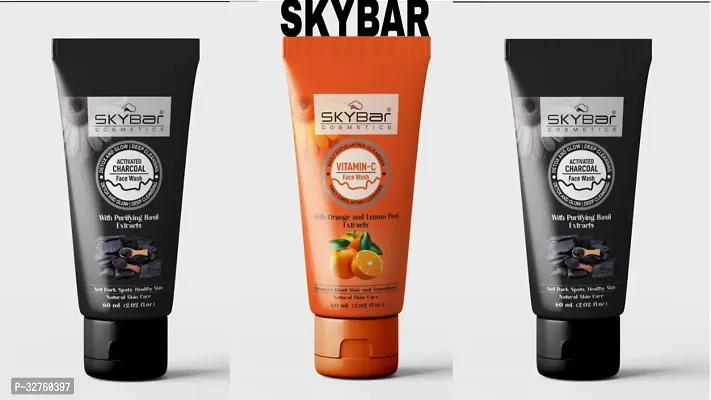 Skybar 2 Piece Charcoal Tube Face Wash With Vitamin C Tube Face wash 60ml Each