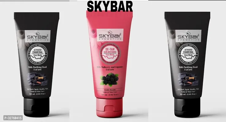 Skybar 2 Piece Charcoal Tube Face Wash With DE-TAN Tube Face wash 60ml Each