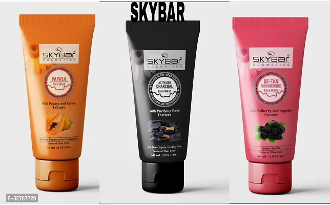 Skybar DE-TAN Face Wash  Charcoal Tube Face Wash With Papaya Tube Face Wash 60ml Each