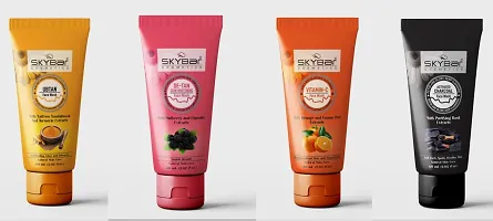 Skybar Vitamin C Tube Face Wash  DE-TAN Tube Face Wash With Charcoal Tube Face Wash With Ubtan Tube Face Wash 60ml Each