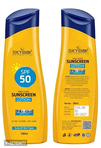 SKYBAR Sunscreen - SPF 50 PA++ UVA Safe For Men  Women, DETAN  Anti-Aging 100ml-thumb0