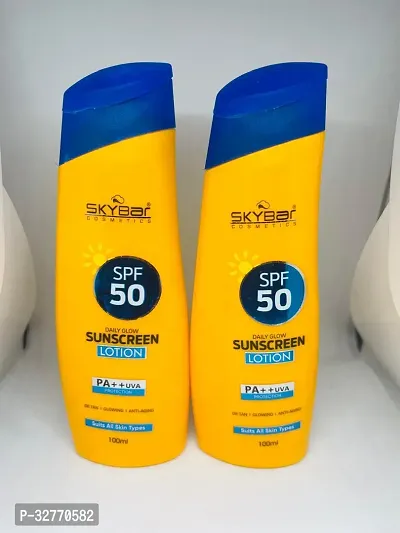 SKYBAR Sunscreen - SPF 50 PA++ UVA Safe For Men  Women, DETAN  Anti-Aging 100ml (Pack of 2)-thumb0