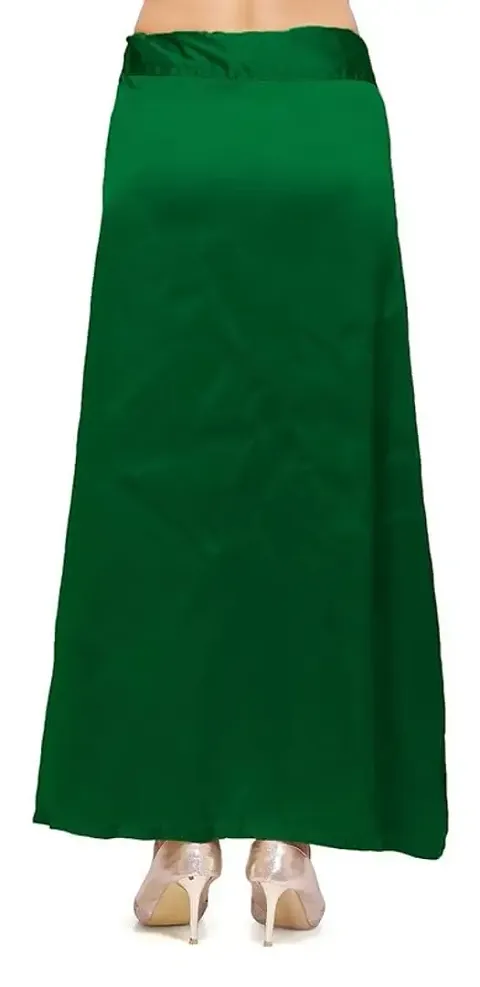 RTI GROUP Women's Satin Solid Petticoat, Inskirt, Shapewear for Saree/Lehanga (Dark Green)