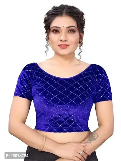 RTI GROUP Round Neck Lycra Hosiery Stretchable Elbow Sleeve Readymade Saree Blouse for Women Stylish (Free Size) 8