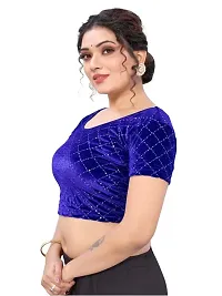 RTI GROUP Round Neck Lycra Hosiery Stretchable Elbow Sleeve Readymade Saree Blouse for Women Stylish (Free Size) 8-thumb1