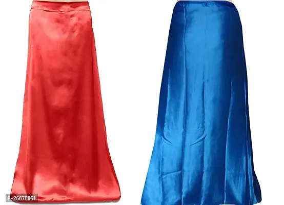 RTI GROUP Combo Women's Silk Saree Satin Petticoat Inskirt (Medium Peach,Blue) Pack of 2 (RTI-059)-thumb0