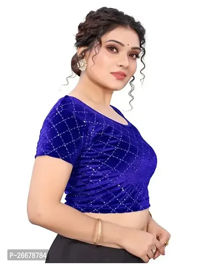 RTI GROUP Round Neck Lycra Hosiery Stretchable Elbow Sleeve Readymade Saree Blouse for Women Stylish (Free Size) 8-thumb3