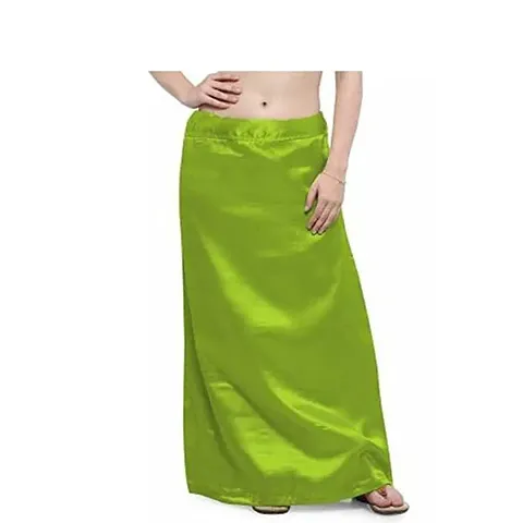 RTI GROUP Women's Satin Solid Petticoat, Inskirt, Shapewear for Saree/Lehanga (Mehendi Green)