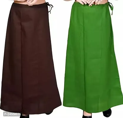 Stylish Cotton Multicolored Stitched Petticoats for Women Pack of 2