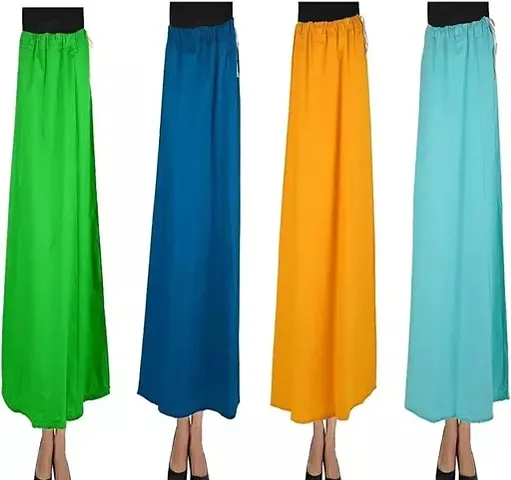 Womens Cotton Saree Petticoats (Multicolor, Free Size) - Multipack