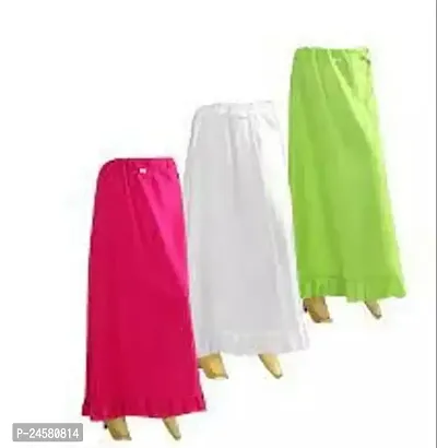 Stylish Cotton Multicolored Stitched Petticoats for Women Pack of 3