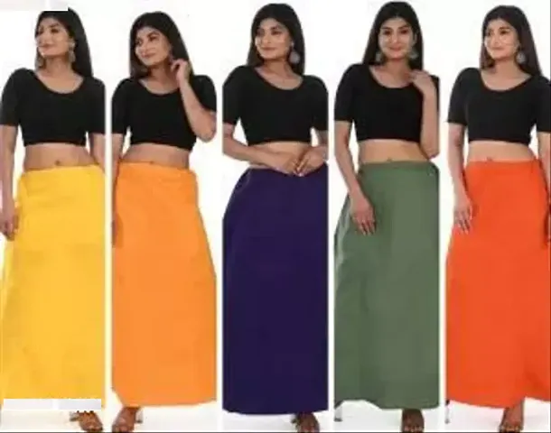 Womens Cotton Saree Petticoats (Multicolor, Free Size) - Multipack