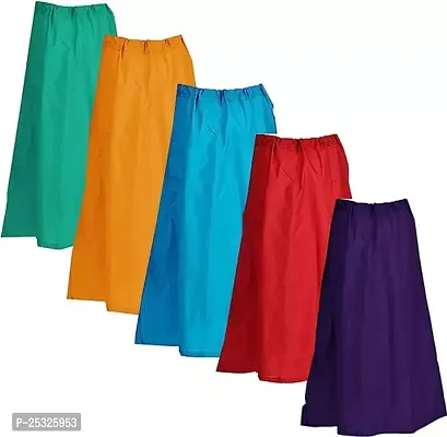 Women's Solid  Cotton Petticoat (Pack Of 5).Free Size-thumb0
