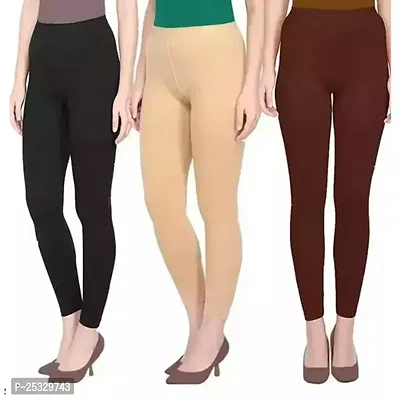 Womens | Girls Churidar Leggings Combo Pack of 3 Multicolor.Free Size-thumb0