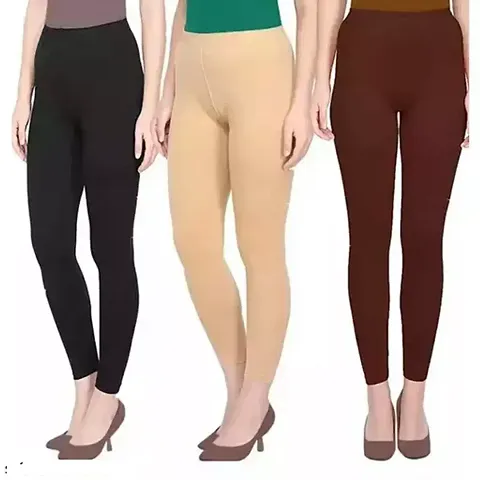 Classic Viscose Solid Leggings For Women Pack of 3