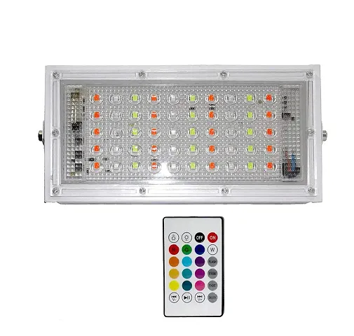 MLD for Christmas 50W LED RGB Waterproof Flood Lights with Remote Control (White Body, Multicolor)