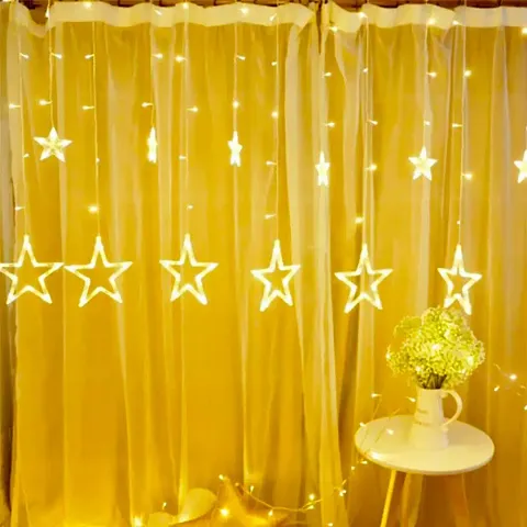 MLD 12 Stars 138 LED Star Lights Curtain String Lights for Bedroom with 8 Lighting Modes,Waterproof Window Lights Ramadan Decorations, Wedding,Garden Christmas Lights (6+6 Star LED, Warm White)