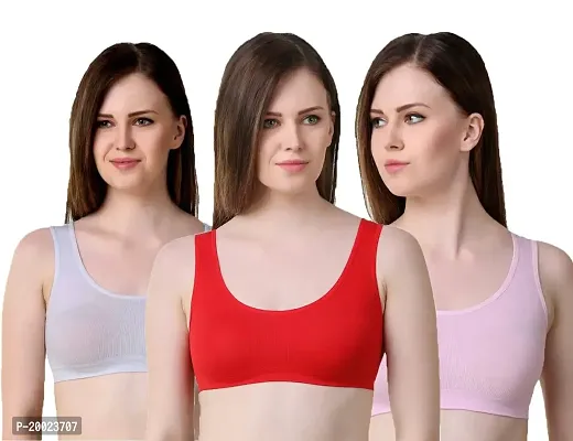 MLD Super Stylish Women's Air Sports Bra- Pack of 3 (Free Size, Size of 28 to 38)