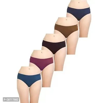 Stylish Multicoloured Cotton Solid Briefs For Women Pack Of 5