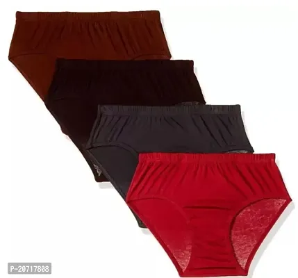 Stylish Multicoloured Cotton Solid Briefs For Women Pack Of 4