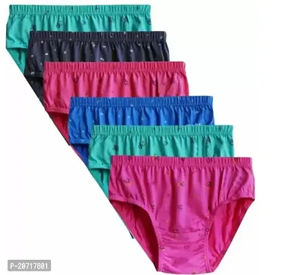 Stylish Multicoloured Cotton Printed Briefs For Women Pack Of 6-thumb0