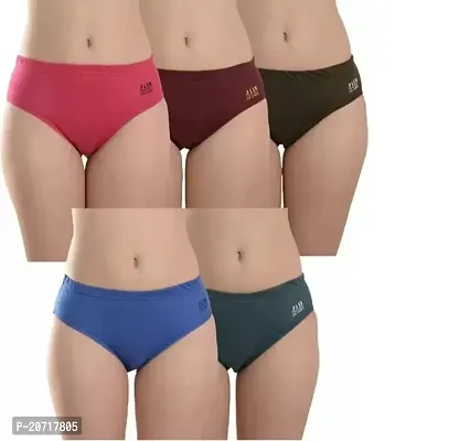 Stylish Multicoloured Cotton Solid Briefs For Women Pack Of 5